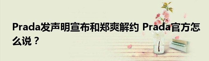 Prada发声明宣布和郑爽解约 Prada官方怎么说?