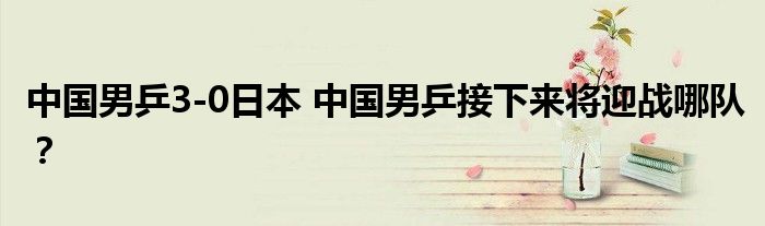 中国男乒3-0日本 中国男乒接下来将迎战哪队?