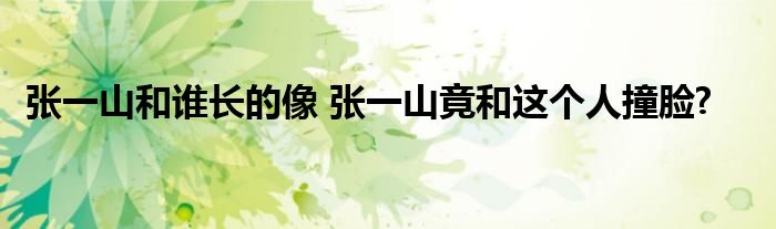 张一山和谁长的像 张一山竟和这个人撞脸?