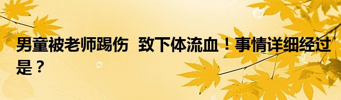 男童被老师踢伤 致下体流血!事情详细经过是?