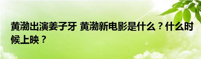 黄渤出演姜子牙 黄渤新电影是什么？什么时候上映？