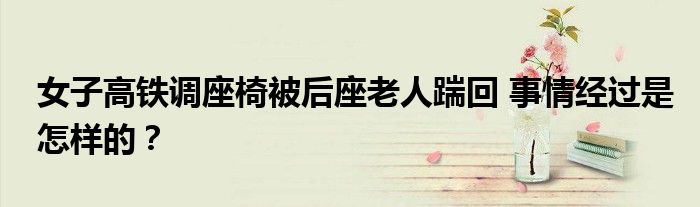 女子高铁调座椅被后座老人踹回 事情经过是怎样的?