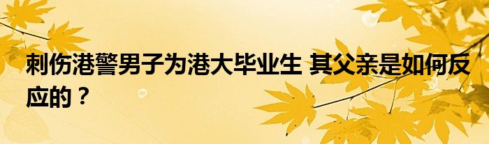 刺伤港警男子为港大毕业生 其父亲是如何反应的？