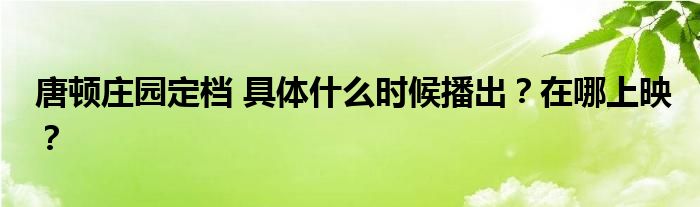 唐顿庄园定档 具体什么时候播出？在哪上映？