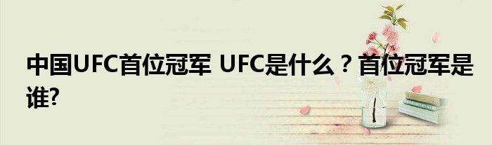 中国UFC首位冠军 UFC是什么?首位冠军是谁?