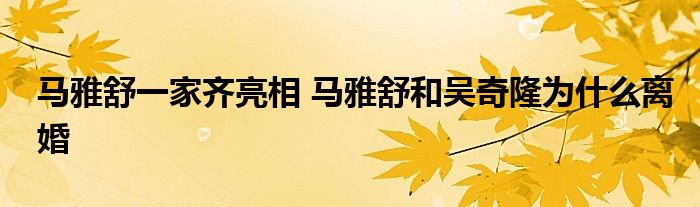 马雅舒一家齐亮相 马雅舒和吴奇隆为什么离婚