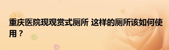 重庆医院现观赏式厕所 这样的厕所该如何使用?