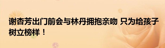 谢杏芳出门前会与林丹拥抱亲吻 只为给孩子树立榜样!