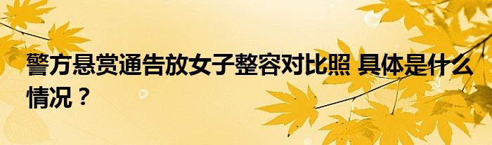 警方悬赏通告放女子整容对比照 具体是什么情况?