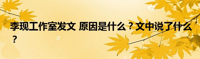 李现工作室发文 原因是什么?文中说了什么?