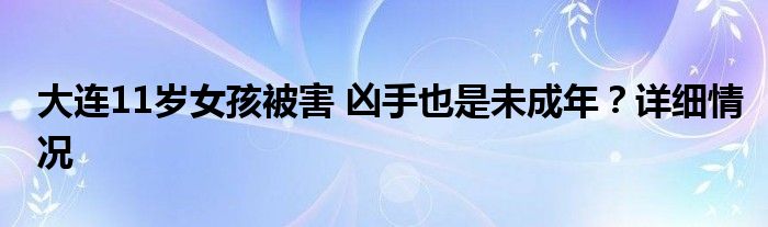 大连11岁女孩被害 凶手也是未成年?详细情况