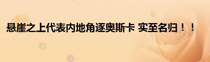 悬崖之上代表内地角逐奥斯卡 实至名归!!