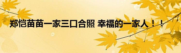 郑恺苗苗一家三口合照 幸福的一家人！！