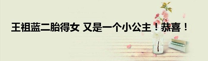 王祖蓝二胎得女 又是一个小公主!恭喜!