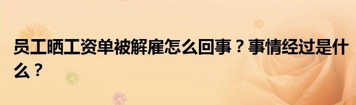 员工晒工资单被解雇怎么回事？事情经过是什么？