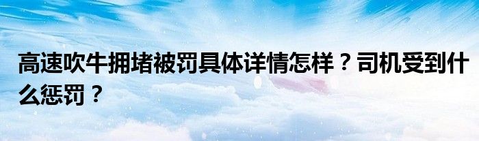 高速吹牛拥堵被罚具体详情怎样?司机受到什么惩罚?