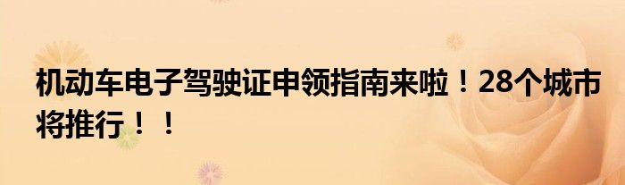 机动车电子驾驶证申领指南来啦！28个城市将推行！！