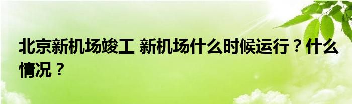 北京新机场竣工 新机场什么时候运行?什么情况?