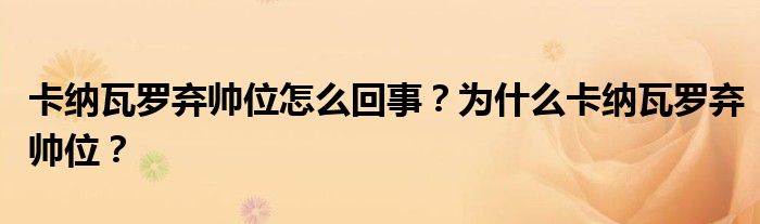 卡纳瓦罗弃帅位怎么回事？为什么卡纳瓦罗弃帅位？