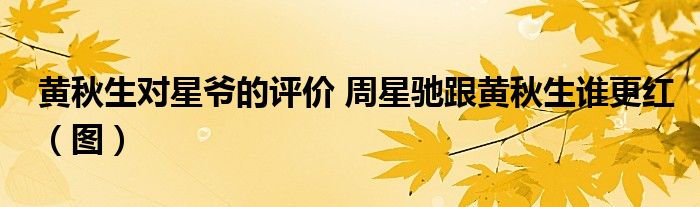 黄秋生对星爷的评价 周星驰跟黄秋生谁更红(图)
