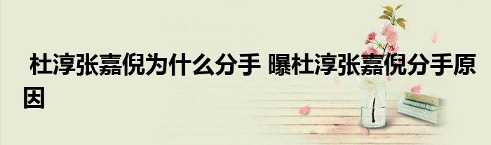 杜淳张嘉倪为什么分手 曝杜淳张嘉倪分手原因