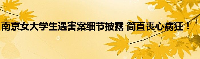 南京女大学生遇害案细节披露 简直丧心病狂!