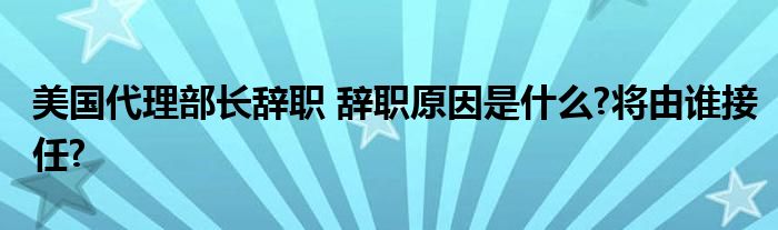 美国代理部长辞职 辞职原因是什么?将由谁接任?