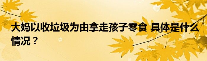 大妈以收垃圾为由拿走孩子零食 具体是什么情况?