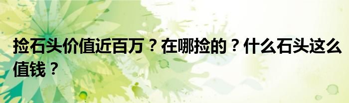 捡石头价值近百万?在哪捡的?什么石头这么值钱?
