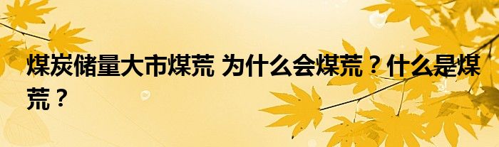 煤炭储量大市煤荒 为什么会煤荒?什么是煤荒?