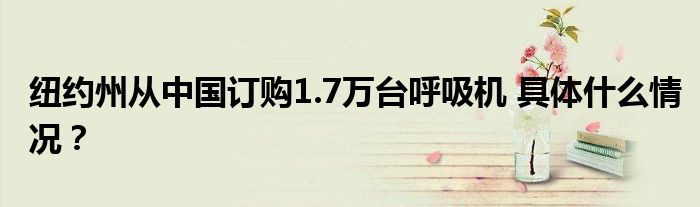纽约州从中国订购1.7万台呼吸机 具体什么情况?