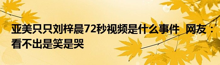 亚美只只刘梓晨72秒视频是什么事件  网友：看不出是笑是哭