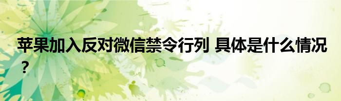 苹果加入反对微信禁令行列 具体是什么情况?