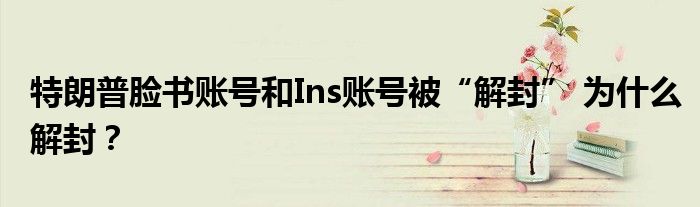 特朗普脸书账号和Ins账号被“解封” 为什么解封？
