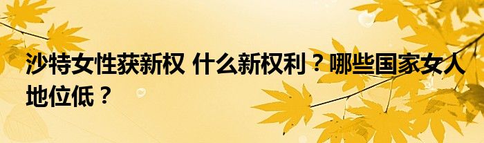 沙特女性获新权 什么新权利?哪些国家女人地位低?