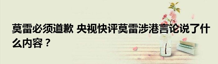 莫雷必须道歉 央视快评莫雷涉港言论说了什么内容？
