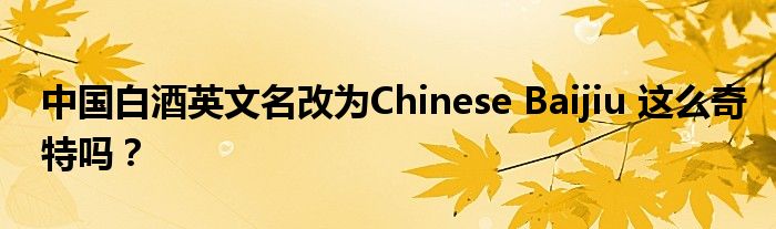中国白酒英文名改为Chinese Baijiu 这么奇特吗?