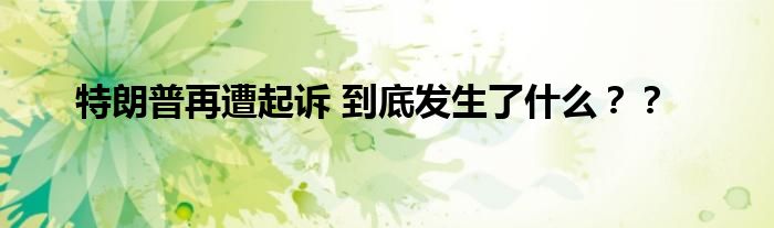 特朗普再遭起诉 到底发生了什么??