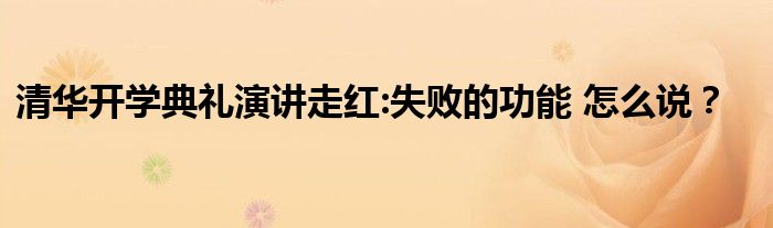 清华开学典礼演讲走红:失败的功能 怎么说?