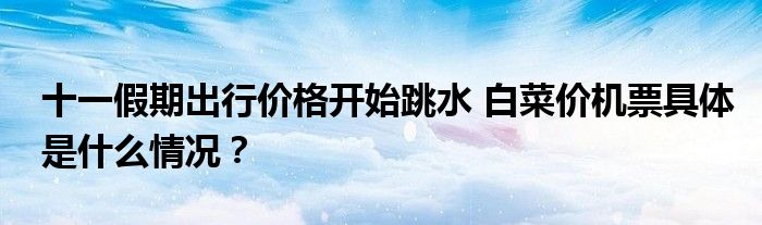 十一假期出行价格开始跳水 白菜价机票具体是什么情况?