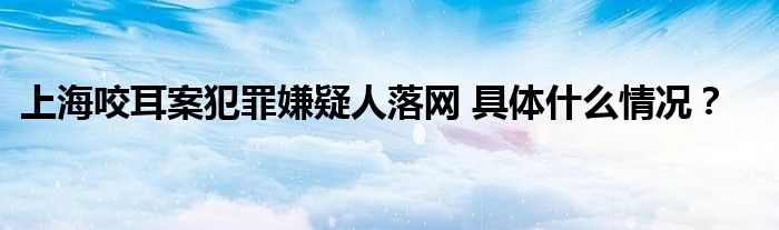 上海咬耳案犯罪嫌疑人落网 具体什么情况？