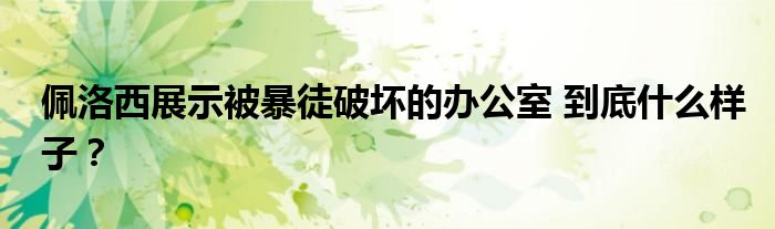 佩洛西展示被暴徒破坏的办公室 到底什么样子？