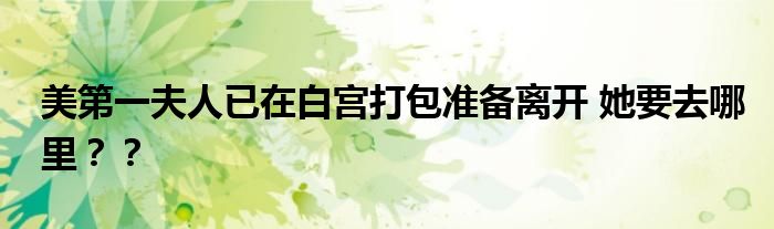 美第一夫人已在白宫打包准备离开 她要去哪里？？