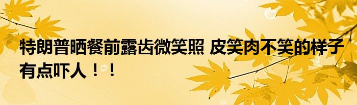 特朗普晒餐前露齿微笑照 皮笑肉不笑的样子有点吓人！！