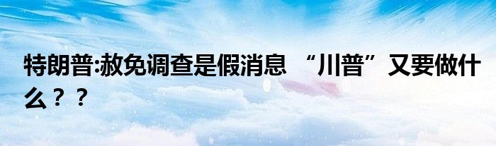 特朗普:赦免调查是假消息 “川普”又要做什么??