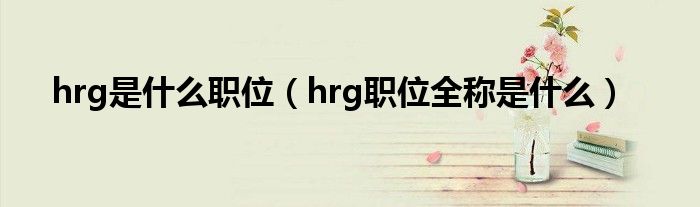 hrg是什么职位(hrg职位全称是什么)