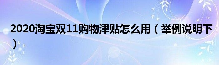 2020淘宝双11购物津贴怎么用(举例说明下)