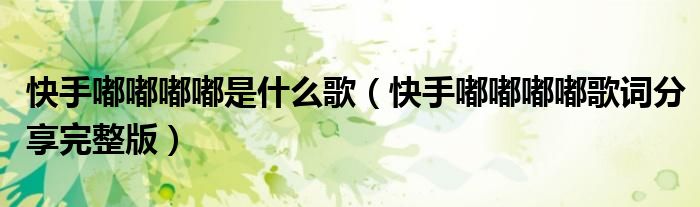 快手嘟嘟嘟嘟是什么歌(快手嘟嘟嘟嘟歌词分享完整版)