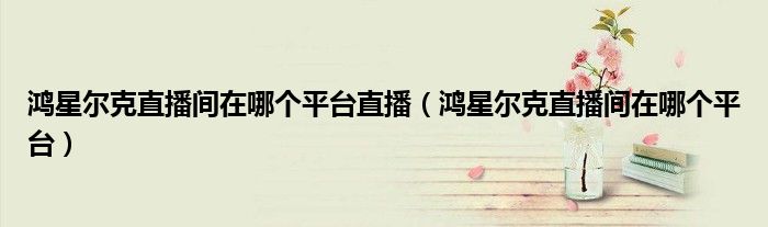 鸿星尔克直播间在哪个平台直播(鸿星尔克直播间在哪个平台)