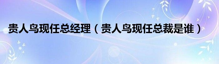 贵人鸟现任总经理(贵人鸟现任总裁是谁)